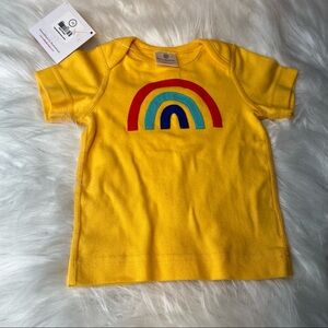 Hanna Andersson Yellow Rainbow Applique Pullover T-Shirt NWT Size 6-12M